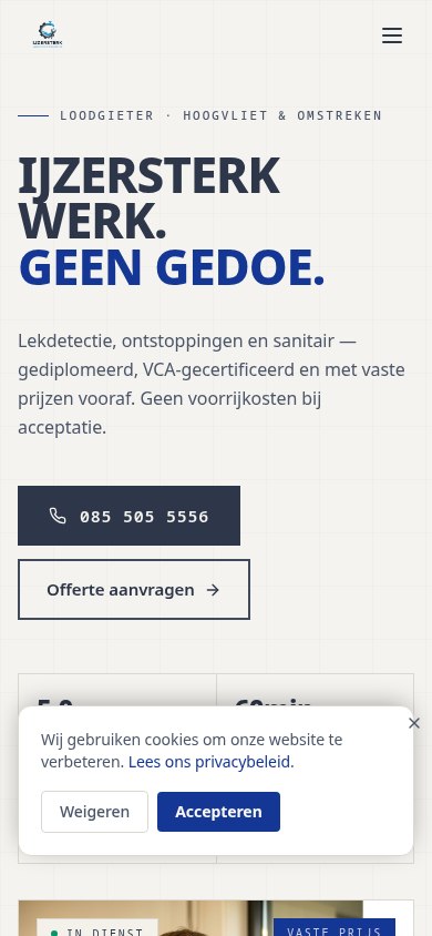 Mobiele weergave van IJzersterk Loodgieters & Rioolservice