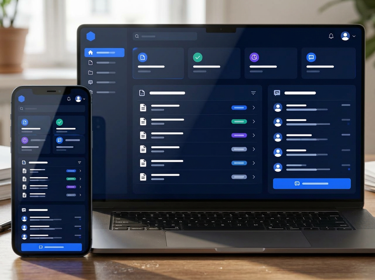 Voorbeeld van een klantenportaal op desktop en mobiel
